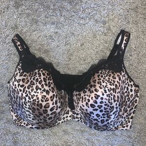 Cacique lace trim balconette bra leopard 42DDD
